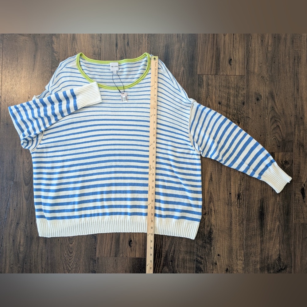 Nic+Zoe Striped Up Supersoft Sweater Blue White Stripes NWT Size 2X - Picture 8 of 11